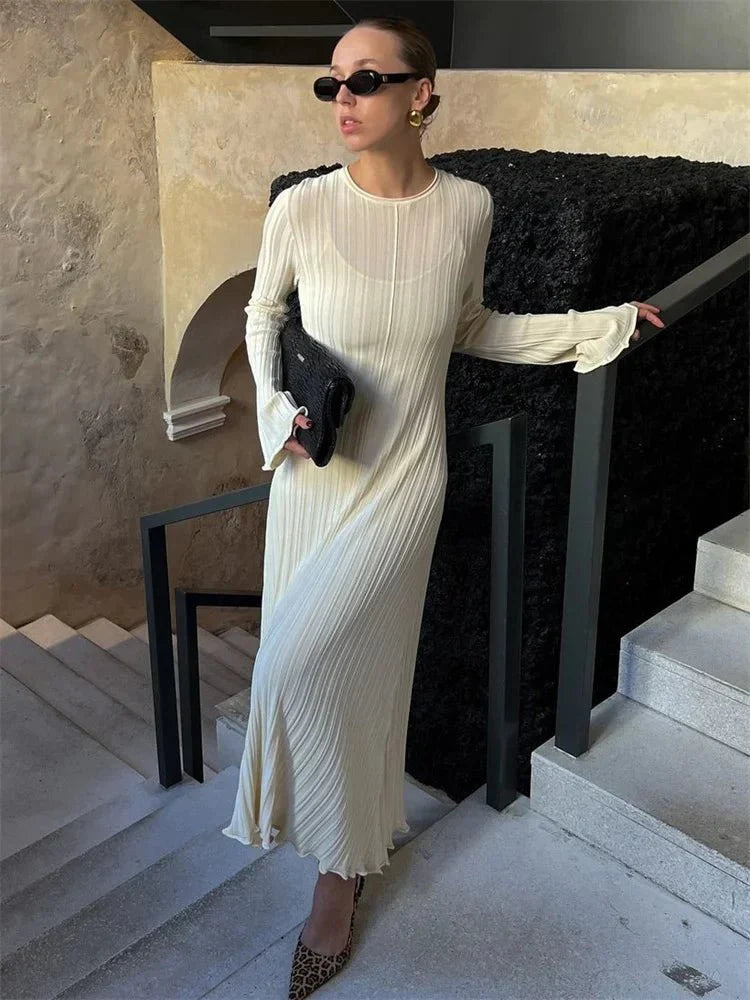 Knitwear Fashion Lace-Up Maxi Dress