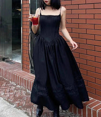 Lolita Gothic Lace Black Strap Dress