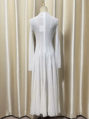 Long Sleeve High Waist Chic Pleated Dress