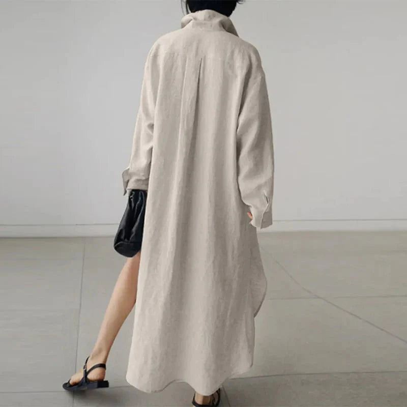 Long Sleeve Lapel Maxi Dress