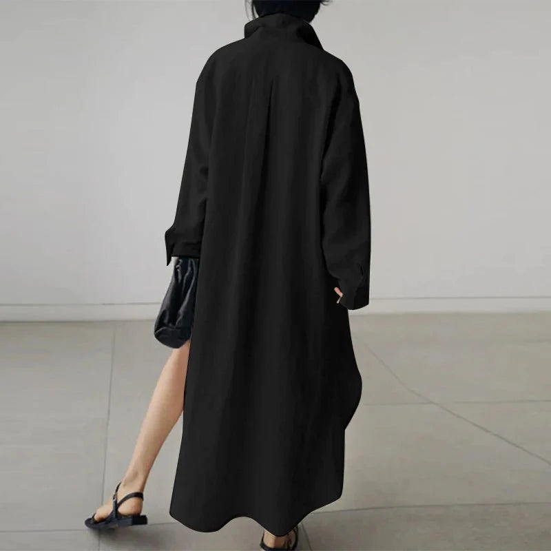 Long Sleeve Lapel Maxi Dress
