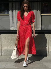 Loose Chic Polka Dot V-Neck Dress