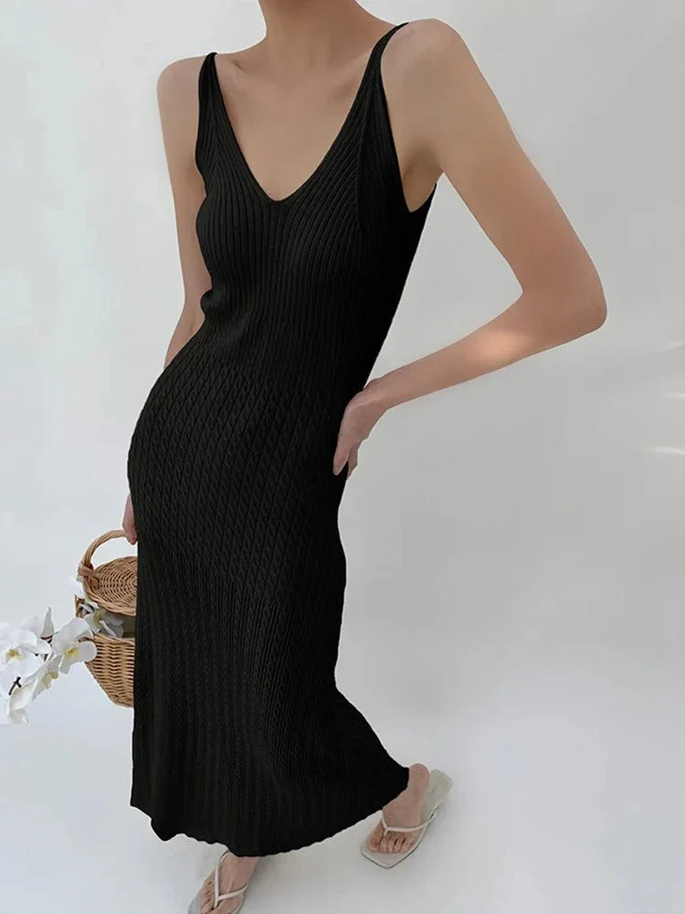 Minimalist V-Neck Long Dress