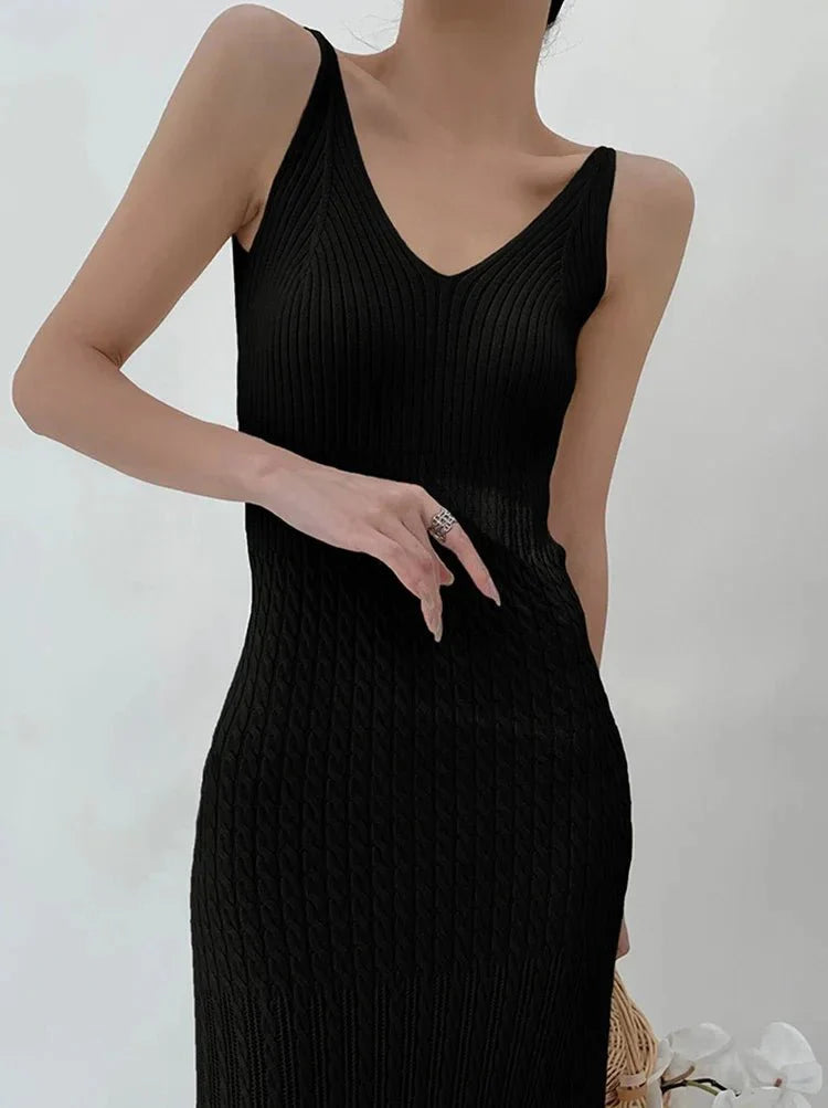 Minimalist V-Neck Long Dress