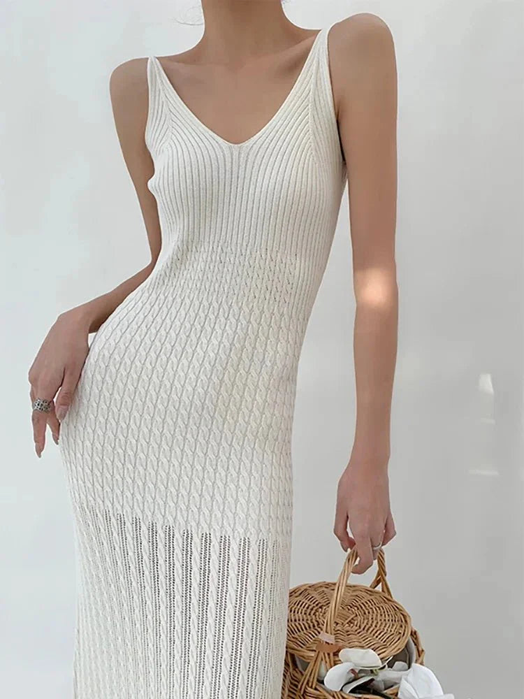 Minimalist V-Neck Long Dress