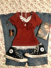 Vivid Auburn Red Snatched Top