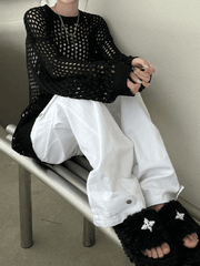 Pydshop Oversized Crochet Open Knit Top