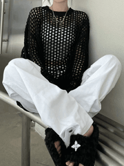 Pydshop Oversized Crochet Open Knit Top