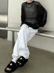 Pydshop Oversized Crochet Open Knit Top