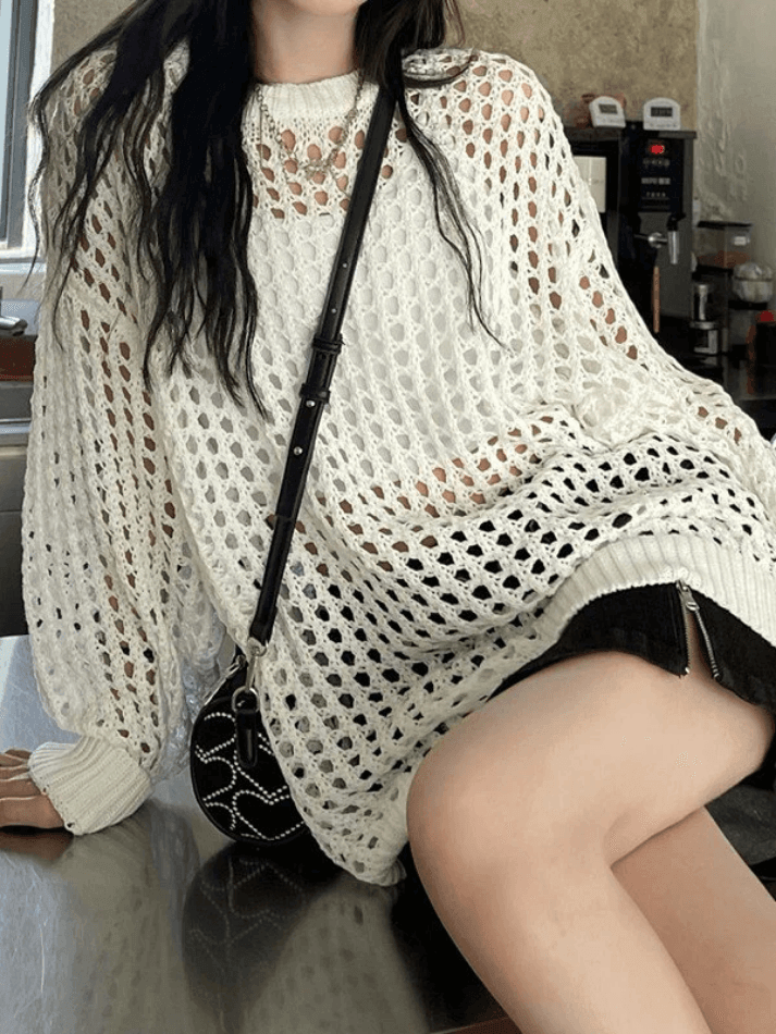 Pydshop Oversized Crochet Open Knit Top