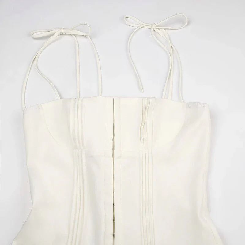 Pleated Corset Buckle Up Mini Dresses