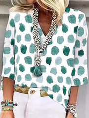 Printed Casual V Neck T-Shirt