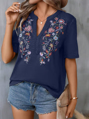 Ethnic Embroidered Lace Tirm Patchwork Top