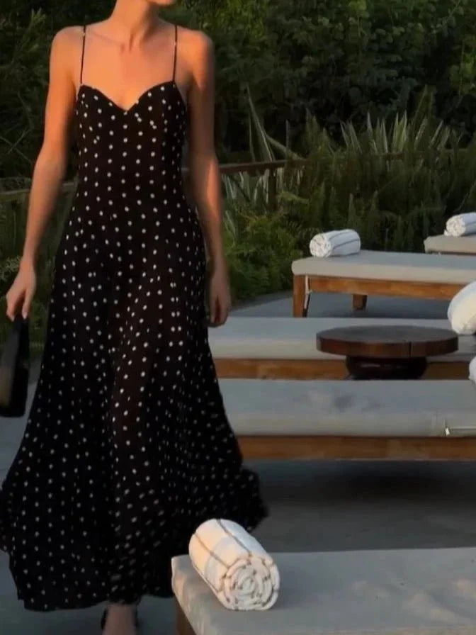 Polka Dot Printed Maxi Dress