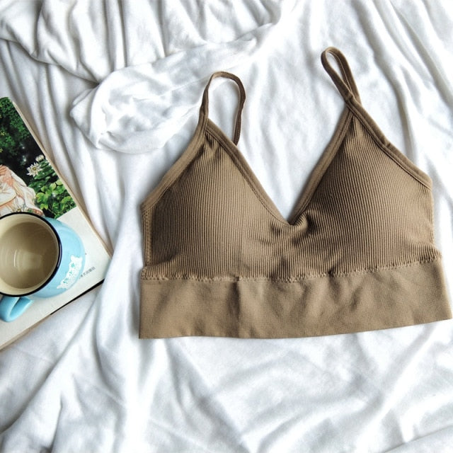 2023 Summer Cool Women Solid Color Cami Tank Top Bustier Bra Vest Crop Top Bralette Blouse Singlet Girls Fashion Tee Tops