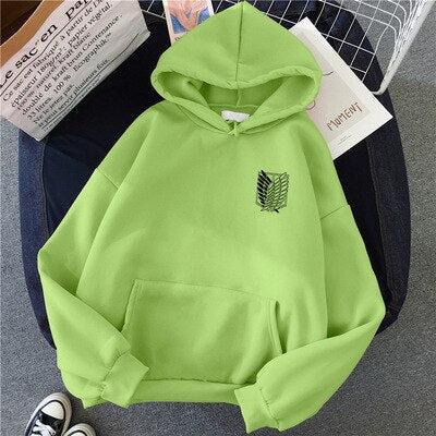 Pydshop 2024 Anime Hoodie Attack on Titan Hoodied Long Sleeve Streetwear Harajuku Sweatshirt Women Unisex Sport Hoody Green Tops G1