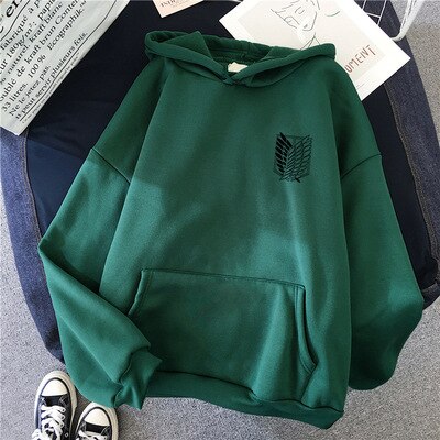 Pydshop 2024 Anime Hoodie Attack on Titan Hoodied Long Sleeve Streetwear Harajuku Sweatshirt Women Unisex Sport Hoody Green Tops G1