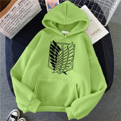 Pydshop 2024 Anime Hoodie Attack on Titan Hoodied Long Sleeve Streetwear Harajuku Sweatshirt Women Unisex Sport Hoody Green Tops G1