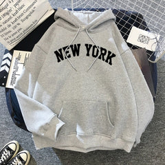 Pydshop Oversized Hoodies Women&#39;s Sweatshirts NEW YORK Printing Hooded Female 2022 Thicken Warm Hoodies Lady Autumn Pullovers Tops