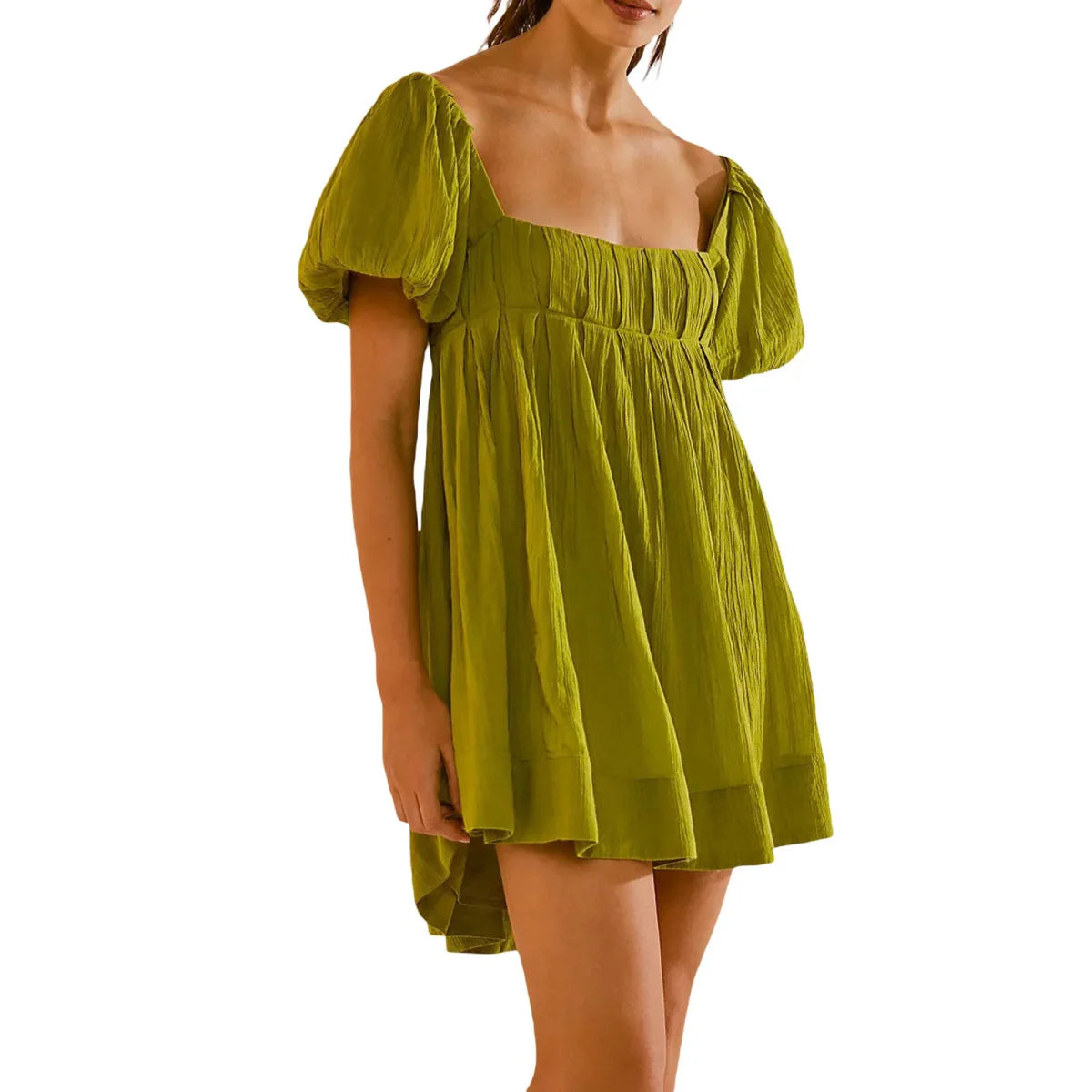 Puff Sleeve Square Neck A-Line Mini Dress