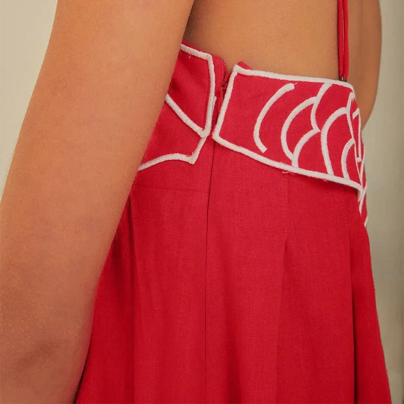 Red Fish Print Maxi Dress