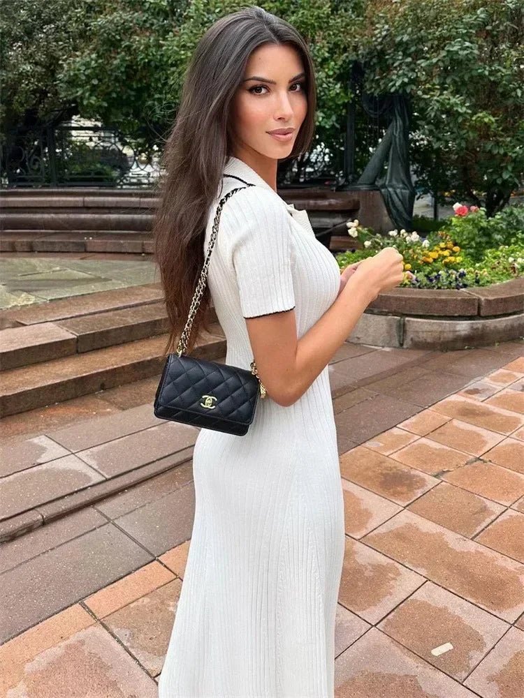 Ribbed Knit Short Sleeve Bodycon Dress