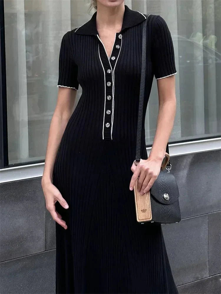 Ribbed Knit Short Sleeve Bodycon Dress