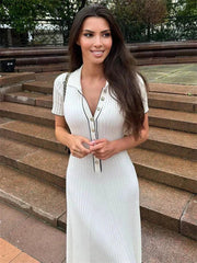 Ribbed Knit Short Sleeve Bodycon Dress