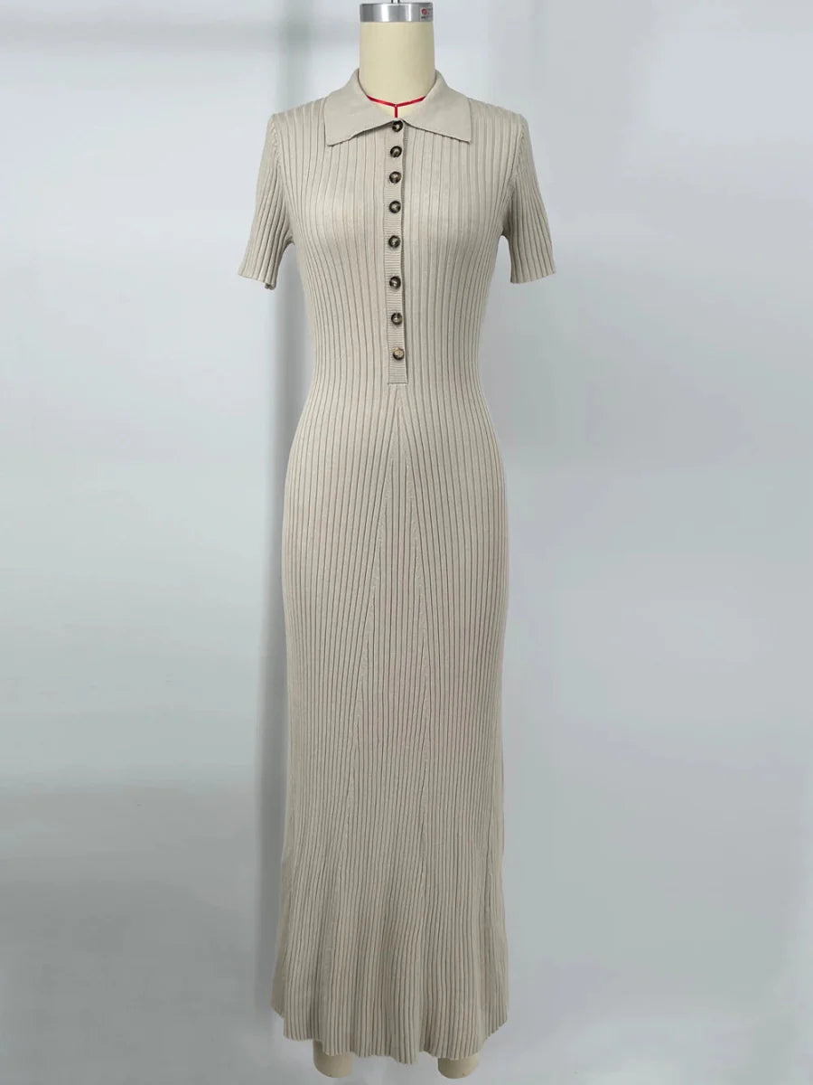 Ribbed Knit Short Sleeve Bodycon Dress