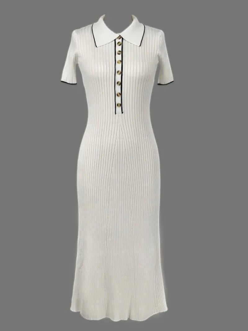 Ribbed Knit Short Sleeve Bodycon Dress