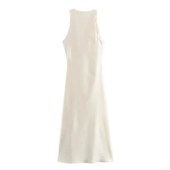 Ruched Satin Sleeveless Dress