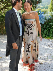 Ruffles Spliced Vacation Robes Dress