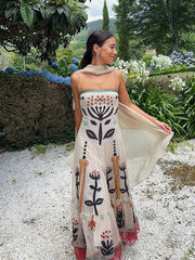 Ruffles Spliced Vacation Robes Dress