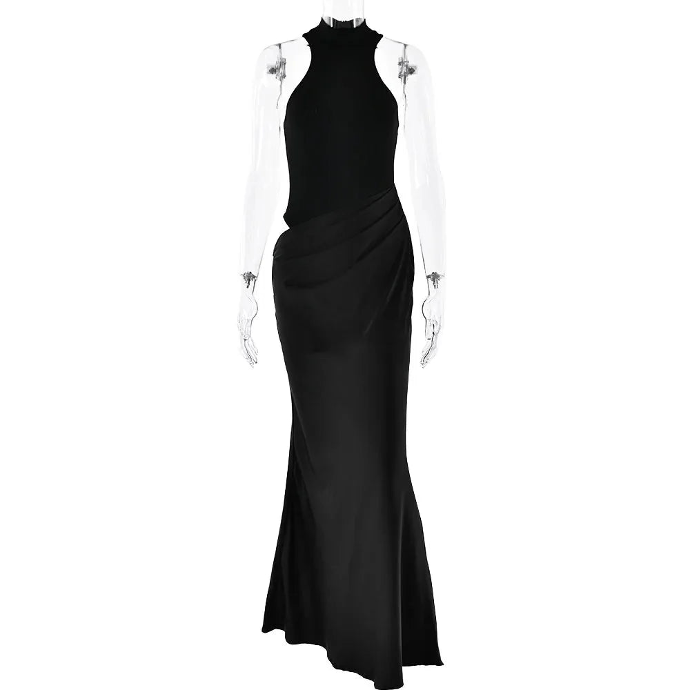 Satin Sexy Hollow Out Maxi Dress