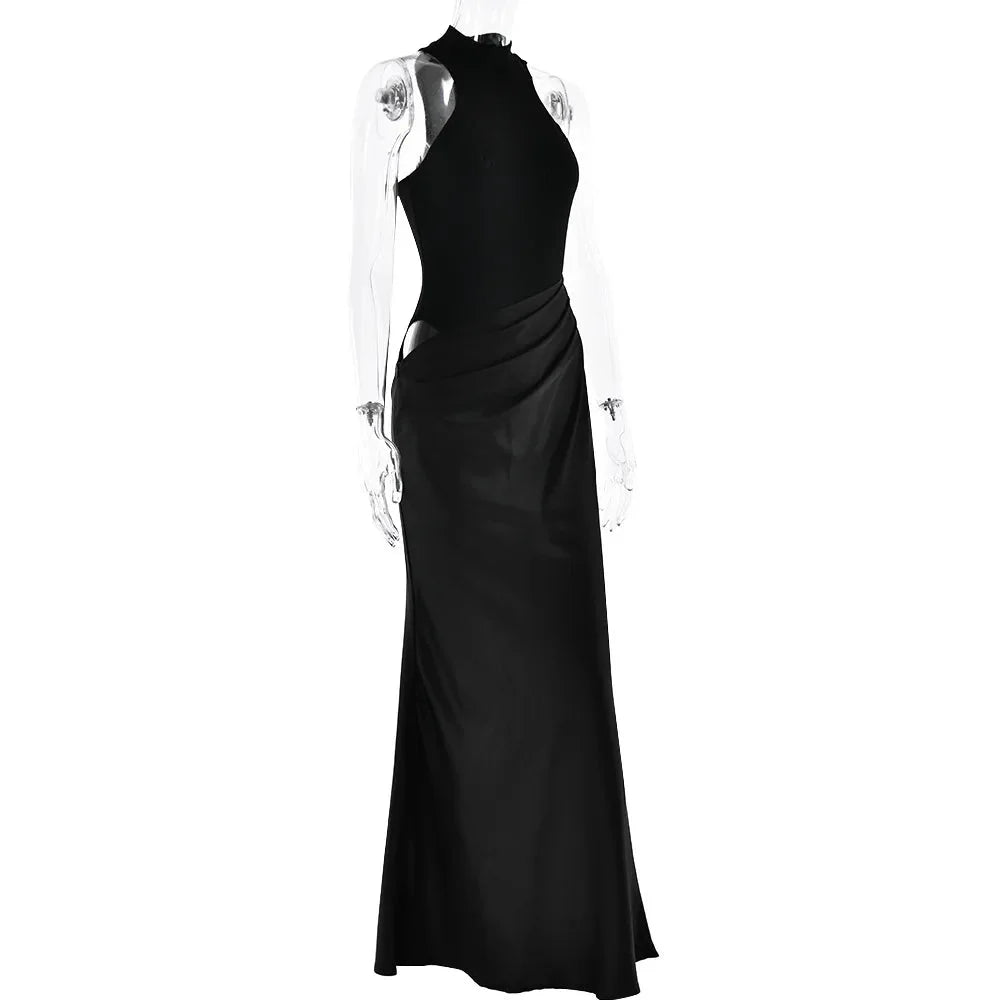 Satin Sexy Hollow Out Maxi Dress