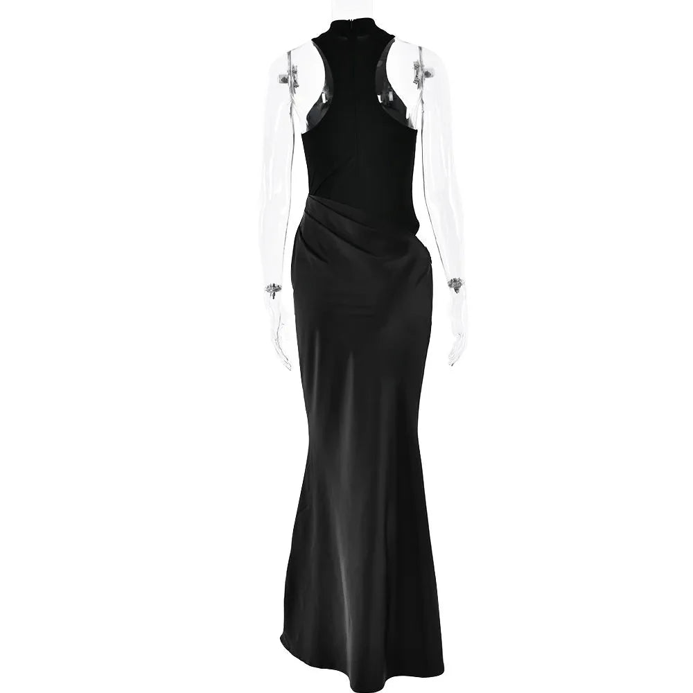 Satin Sexy Hollow Out Maxi Dress