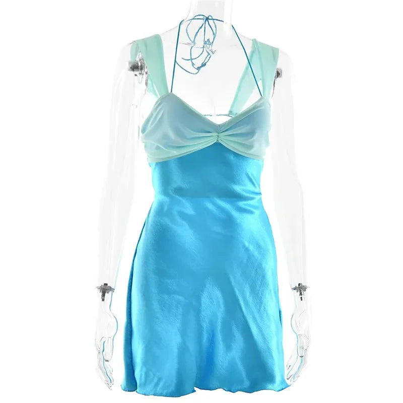 Satin Strapless Lace-Up Mini Dress