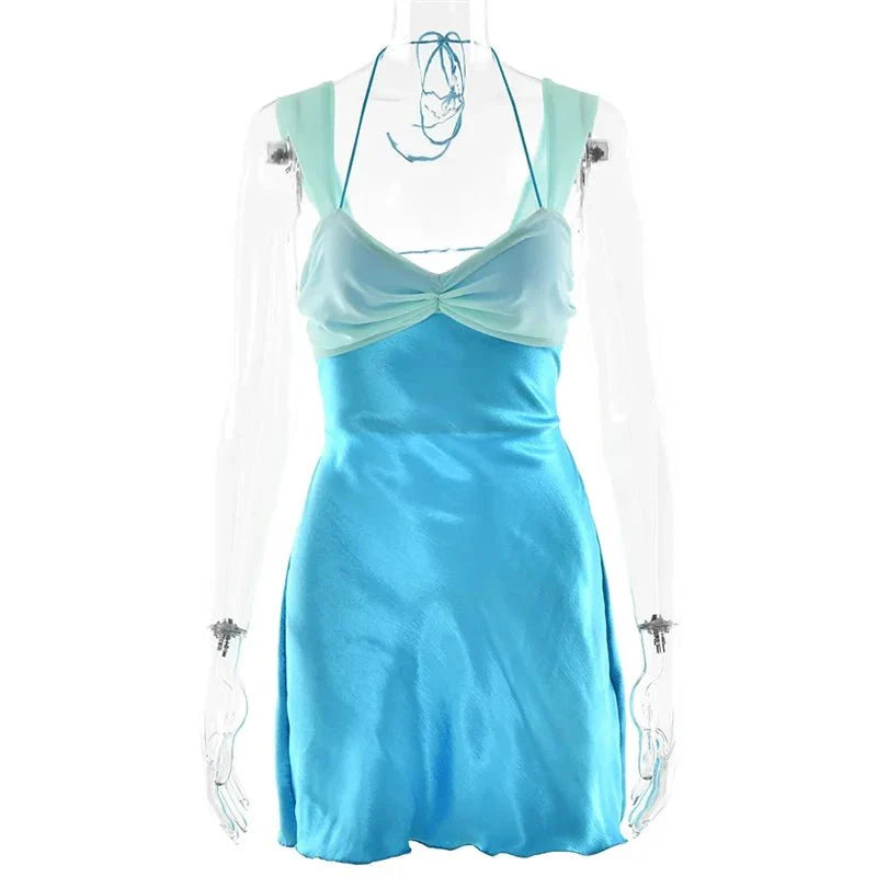 Satin Strapless Lace-Up Mini Dress