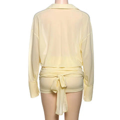 Sexy Turn-Down Collar Bandage Shirt Dress