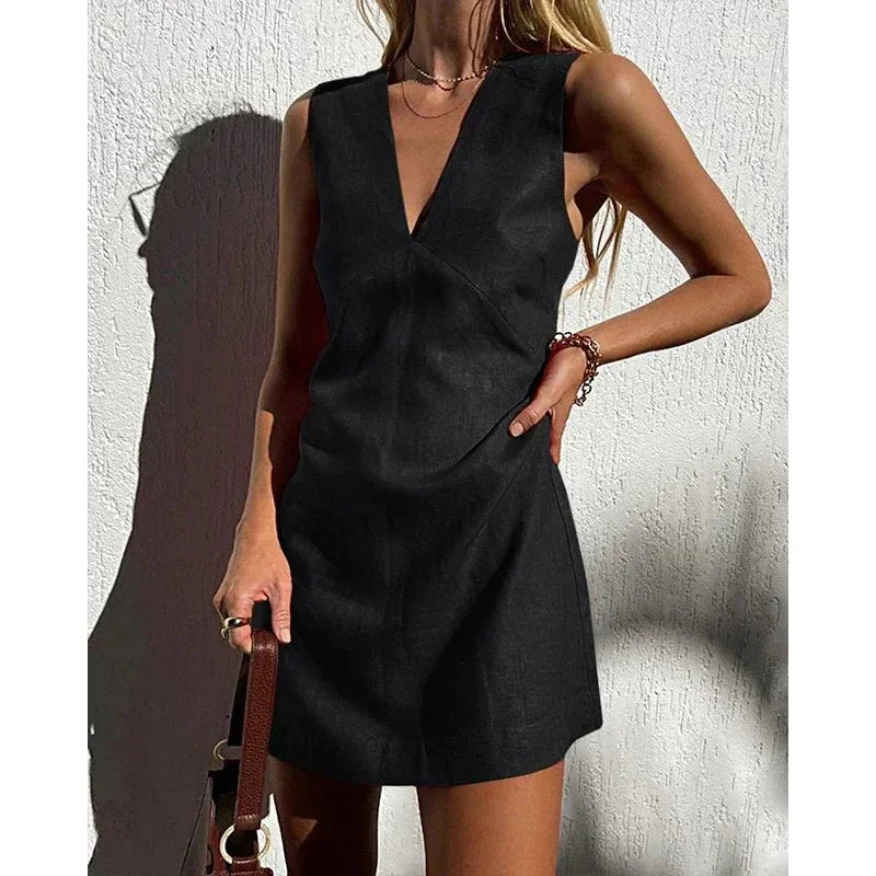 Sexy V-Neck Sleeveless Mini Dress