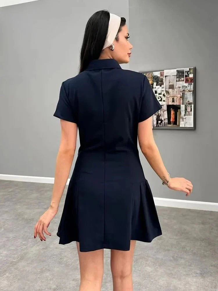 Shirt Style Mini Short Sleeved Casual Dress
