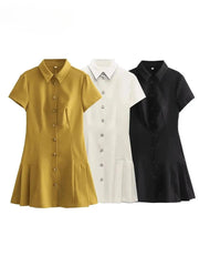 Shirt Style Mini Short Sleeved Casual Dress