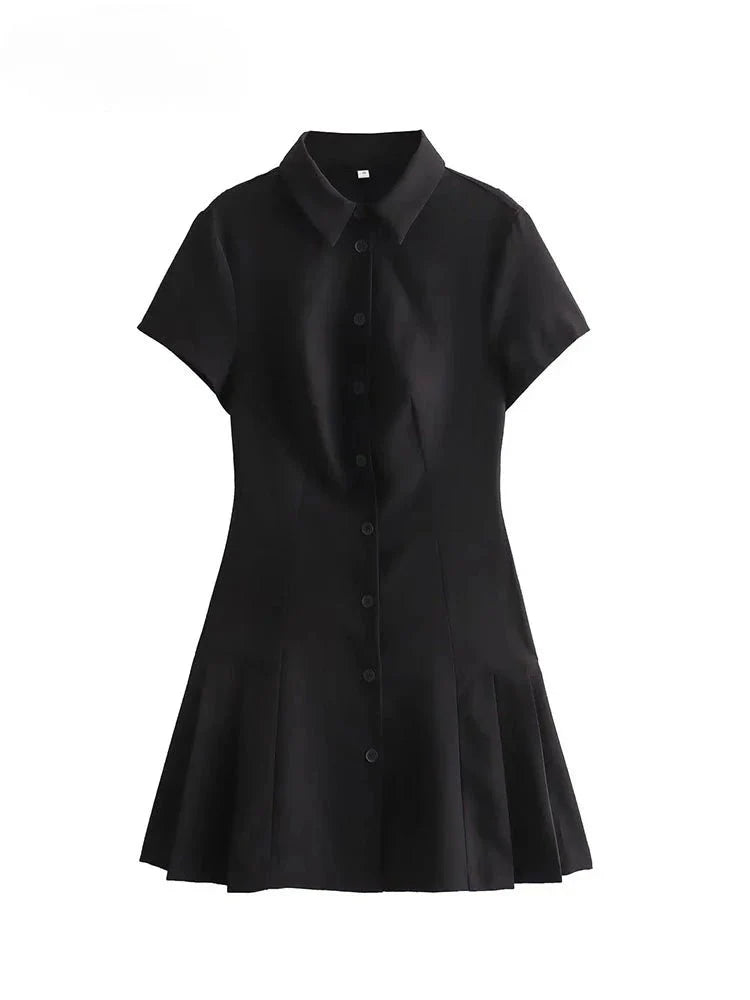 Shirt Style Mini Short Sleeved Casual Dress