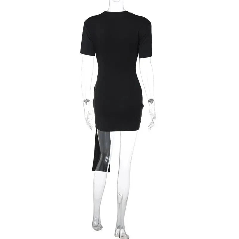 Short Sleeve Draped Mini Dress