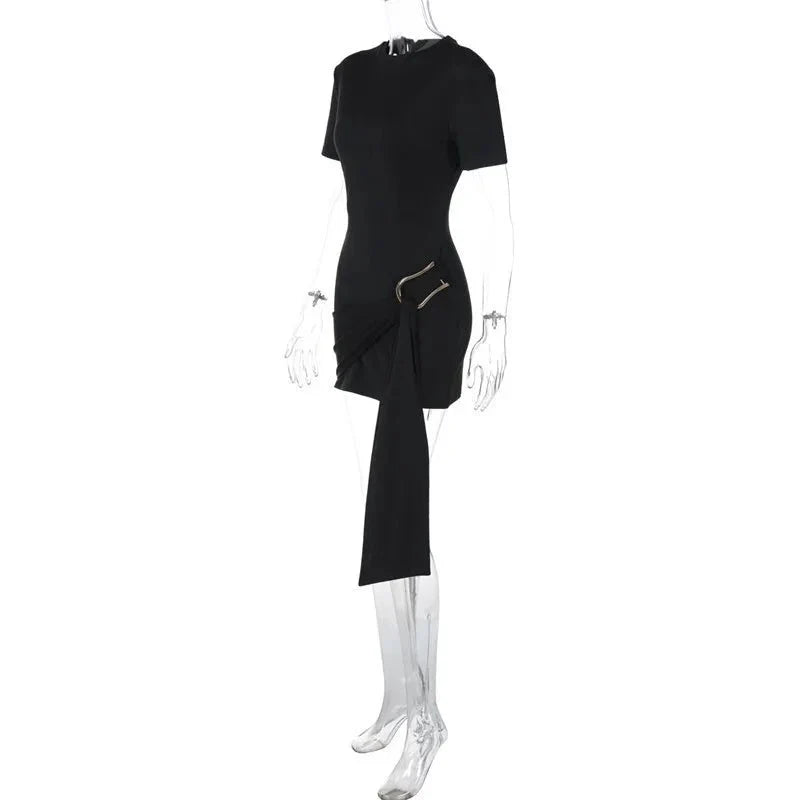 Short Sleeve Draped Mini Dress