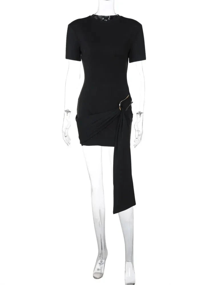 Short Sleeve Draped Mini Dress