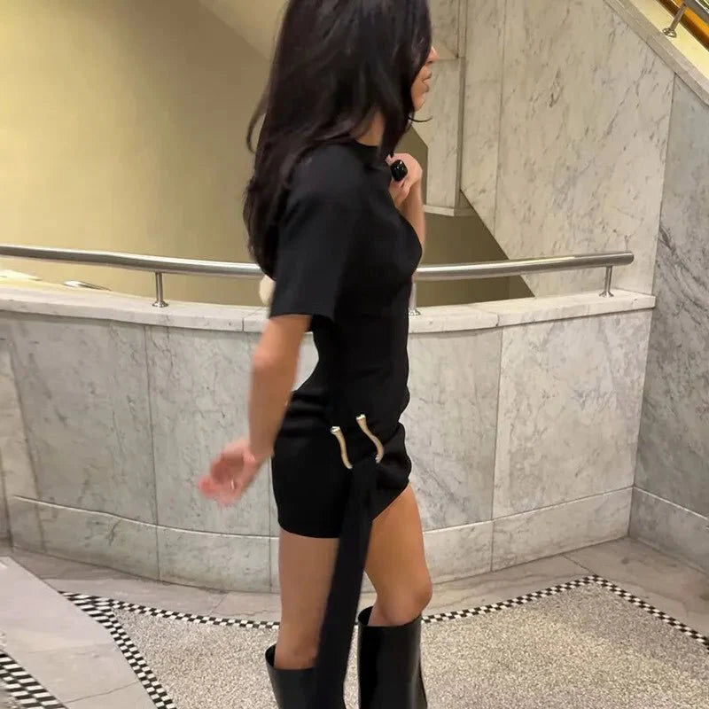 Short Sleeve Draped Mini Dress