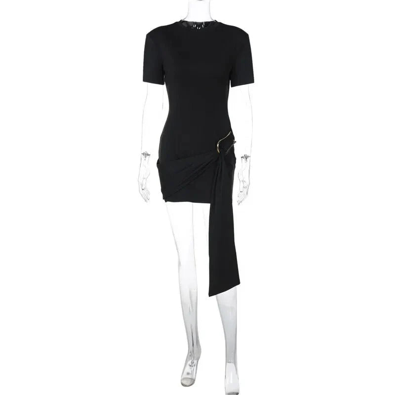 Short Sleeve Draped Mini Dress