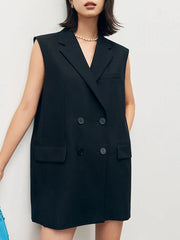 Sleeveless Double Button Bow Dress