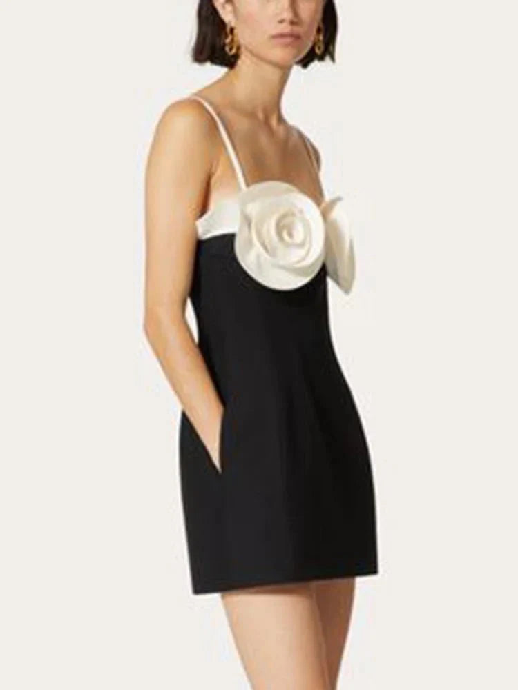 Sleeveless Square Collar Appliqué Mini Dress